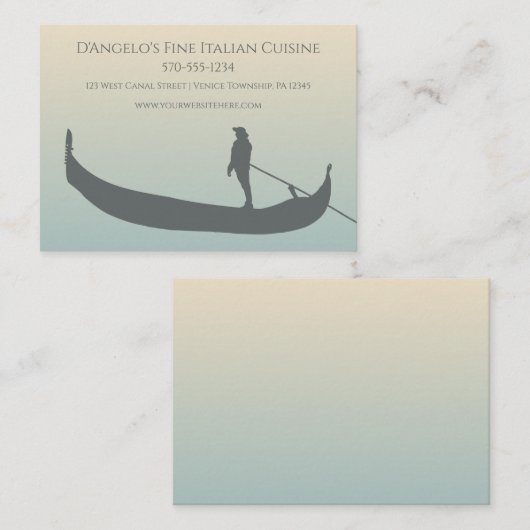 ゴンドラシルエッイタリアントレストランまたは旅行 名刺 (正面/裏面)