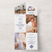 ゴンドラモノグラムクレスト3写真QRコード結婚Blu's オールインワン招待状 (内側)