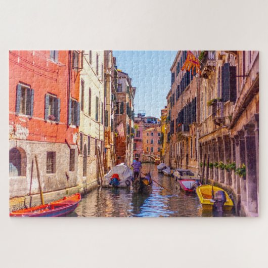 ゴンドラ、ヴェネツィア、イタリアの運河の景勝地 ジグソーパズル (横)