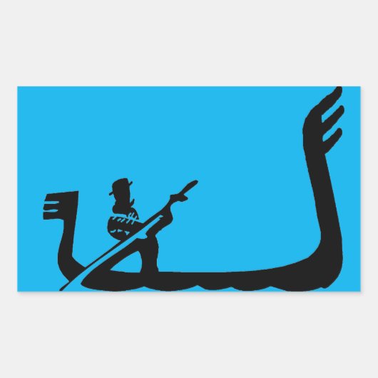 ゴンドラ、ヴェネツィア（青） 長方形シール (正面)