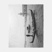 ゴンドラVeniceイタリア黒白の風景P フリースブランケット (正面)