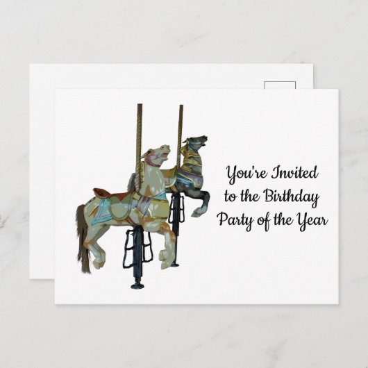 ゴーかわいらしルメリー回転木馬ウマ誕生日 ポストカード (正面/裏面)