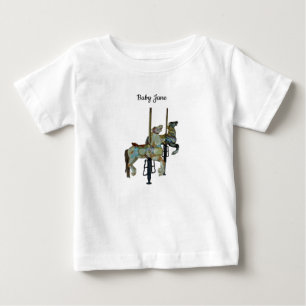 ゴーかわいらしル回転木馬ウマベビーTシャツ ベビーTシャツ