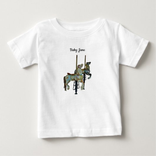 ゴーかわいらしル回転木馬ウマベビーTシャツ ベビーTシャツ (正面)
