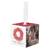 ゴーアッシュレッドウィンターベリーリース写真クリスマス キューブオーナメント (正面アングル)