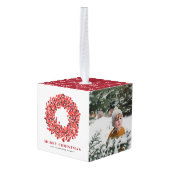 ゴーアッシュレッドウィンターベリーリース写真クリスマス キューブオーナメント (裏面アングル)