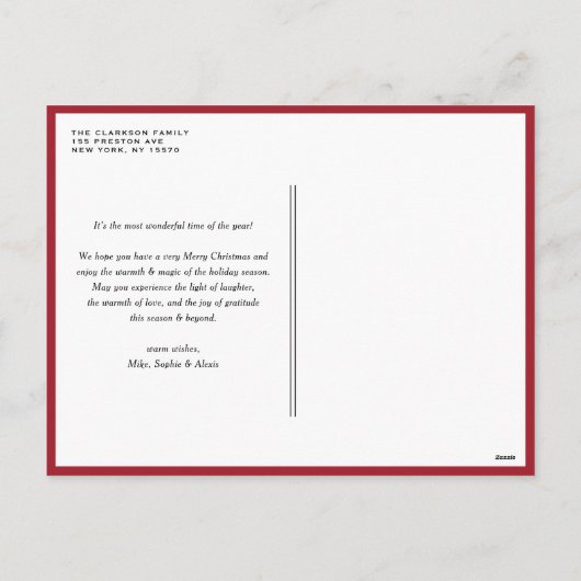 ゴーアッシュレッドウィンターベリーリース写真クリスマス シーズンポストカード (裏面)