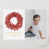 ゴーアッシュレッドウィンターベリーリース写真クリスマス 箔シーズンカード (正面)