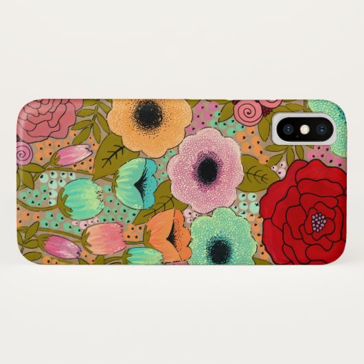 ゴーアッシュ絵を描フローラガーデンiPhone Xケース Case-Mate iPhoneケース (裏面(横))