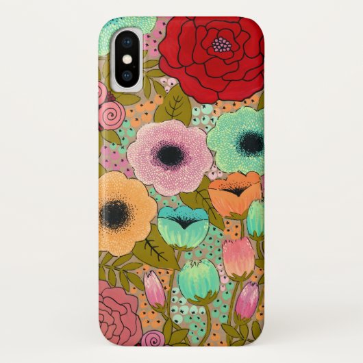 ゴーアッシュ絵を描フローラガーデンiPhone Xケース Case-Mate iPhoneケース (裏面)