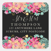 ゴーアッシュ絵を描フローラ住所ステッカー スクエアシール (正面)