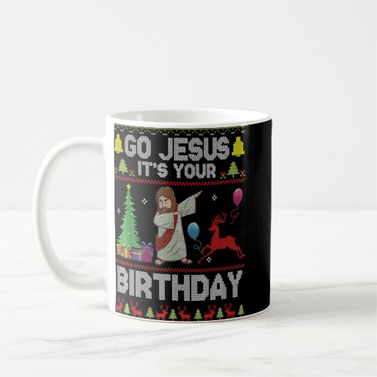 ゴーイエスitsあなたの誕生日醜いクリスマス コーヒーマグカップ (左)