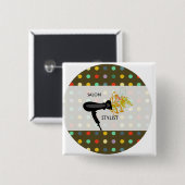 ゴーイングレトロ愛らしい美しいサロン美容師 缶バッジ (正面&裏面)