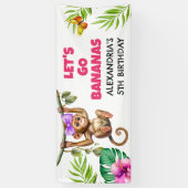ゴーカラフルバナナスモンキージャングルチャイルド誕生日 横断幕 (縦)