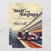 ゴーカルティンゴーカーレーシングカーバチュラーパーティ 招待状 (正面/裏面)