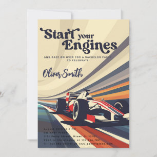 ゴーカルティンゴーカーレーシングカーバチュラーパーティ 招待状