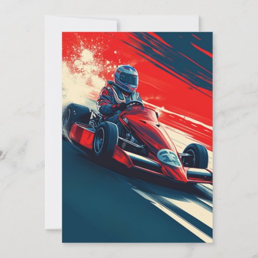 ゴーカーティンゴーカートのレーシングカーボーイバースデーパーティー 招待状 (裏面)