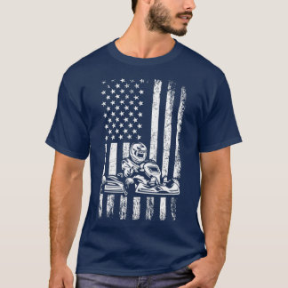 ゴーカートのアメリカ国旗のゴーカートクラシックレーシングTシャツ Tシャツ