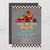 ゴーカートのレースカーの誕生日 招待状 (正面/裏面)