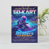 ゴーカートのレース誕生日パーティーの招待状 招待状 (スタンド正面)