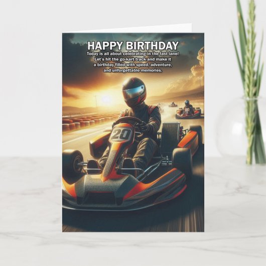 ゴーカートテーマの誕生日カード カード (正面)