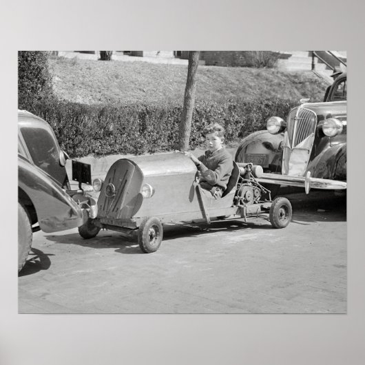 ゴーカートドライバー、1937年。ヴィンテージ写真 ポスター (正面)