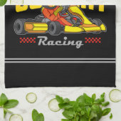 ゴーカートパーソナライズされたレーシングモータースポーツカルティン キッチンタオル (折り畳み)