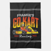 ゴーカートパーソナライズされたレーシングモータースポーツカルティン キッチンタオル (縦)