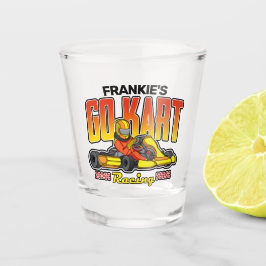 ゴーカートパーソナライズされたレーシングモータースポーツカルティン ショットグラス (正面)