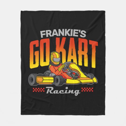 ゴーカートパーソナライズされたレーシングモータースポーツカルティン フリースブランケット (正面)