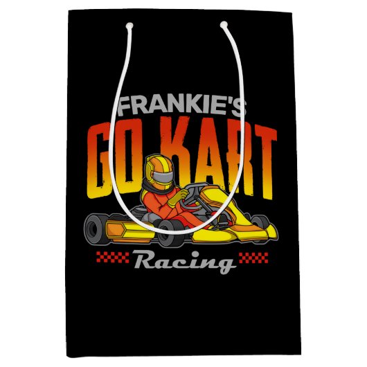 ゴーカートパーソナライズされたレーシングモータースポーツカルティン ミディアムペーパーバッグ (正面)