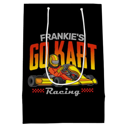 ゴーカートパーソナライズされたレーシングモータースポーツカルティン ミディアムペーパーバッグ (裏面)