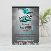 ゴーカートパーティーのご招待 - 青いスピードレーサー 招待状 (スタンド正面)