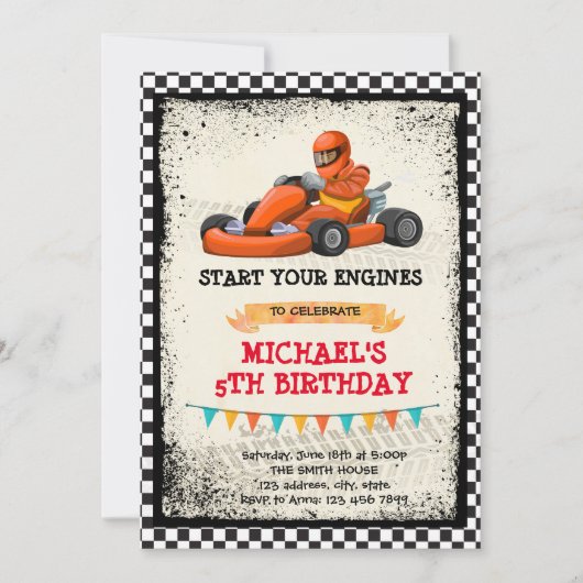 ゴーカートパーティーの招待状 招待状 (正面)