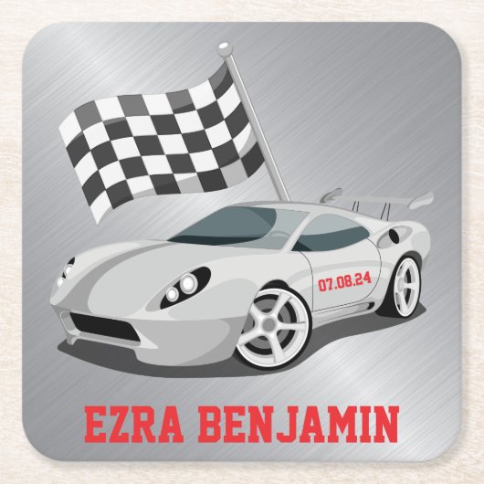 ゴーカートレースカーレースバー(ユダヤ教の)バル・ミツバー スクエアペーパーコースター (正面)