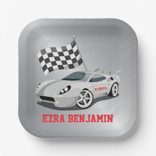 ゴーカートレースカーレースバー（ユダヤ教の）バル・ミツバー ペーパープレート (正面)