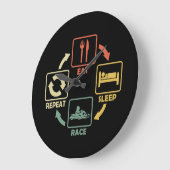 ゴーカートレースス食べリープリピートレトロ ラージ壁時計 (傾斜)