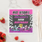 ゴーカート市松模様フラグ ガールズ誕生日 スタンダードランチョンナプキン (インサイチュ)
