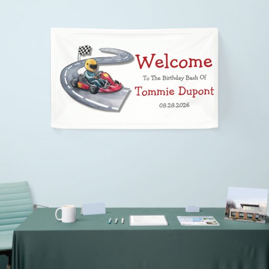 ゴーカート誕生日バッシュウェルカムサインバナー 横断幕 (トレードショー)