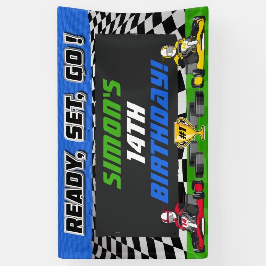 ゴーカート誕生日パーティーレース 横断幕 (縦)
