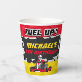 ゴーカート誕生日パ市松模様にーティ 紙コップ (裏面)