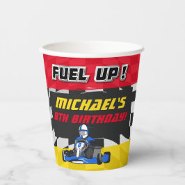 ゴーカート誕生日パ市松模様にーティ 紙コップ