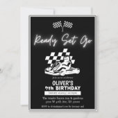 ゴーカート、レーシングカーレース、誕生日 招待状 (正面)