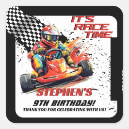 ゴーカート・レーシング誕生日パーティー スクエアシール