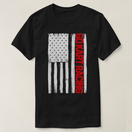 ゴーカート・レーシング・アメリカ国旗USA愛国的なゴーカート Tシャツ (デザイン正面)