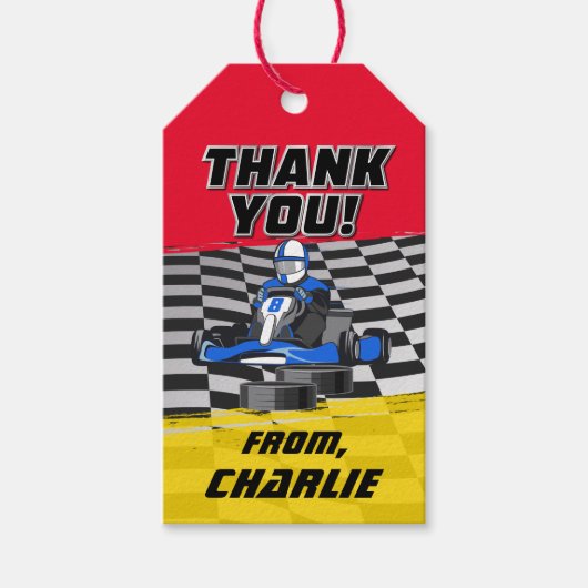 ゴーカート・レーシング・カー誕生日パーティー ギフトタグ (正面)