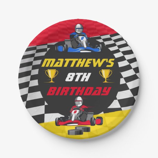 ゴーカート・レーシング・カー誕生日パーティー ペーパープレート (正面)