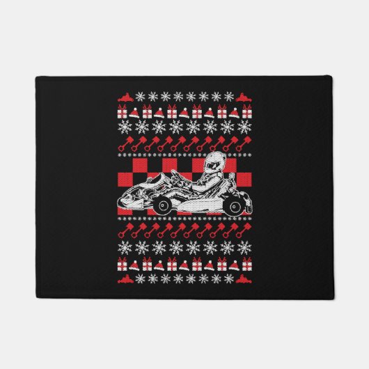 ゴーカート・レーシング・クリスマス ドアマット (正面)