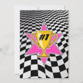 ゴーカート レース カー 女の子 写真 誕生日 パーティー 招待状 (裏面)