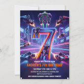 ゴーカート レース 7歳の誕生日 招待状 (正面)